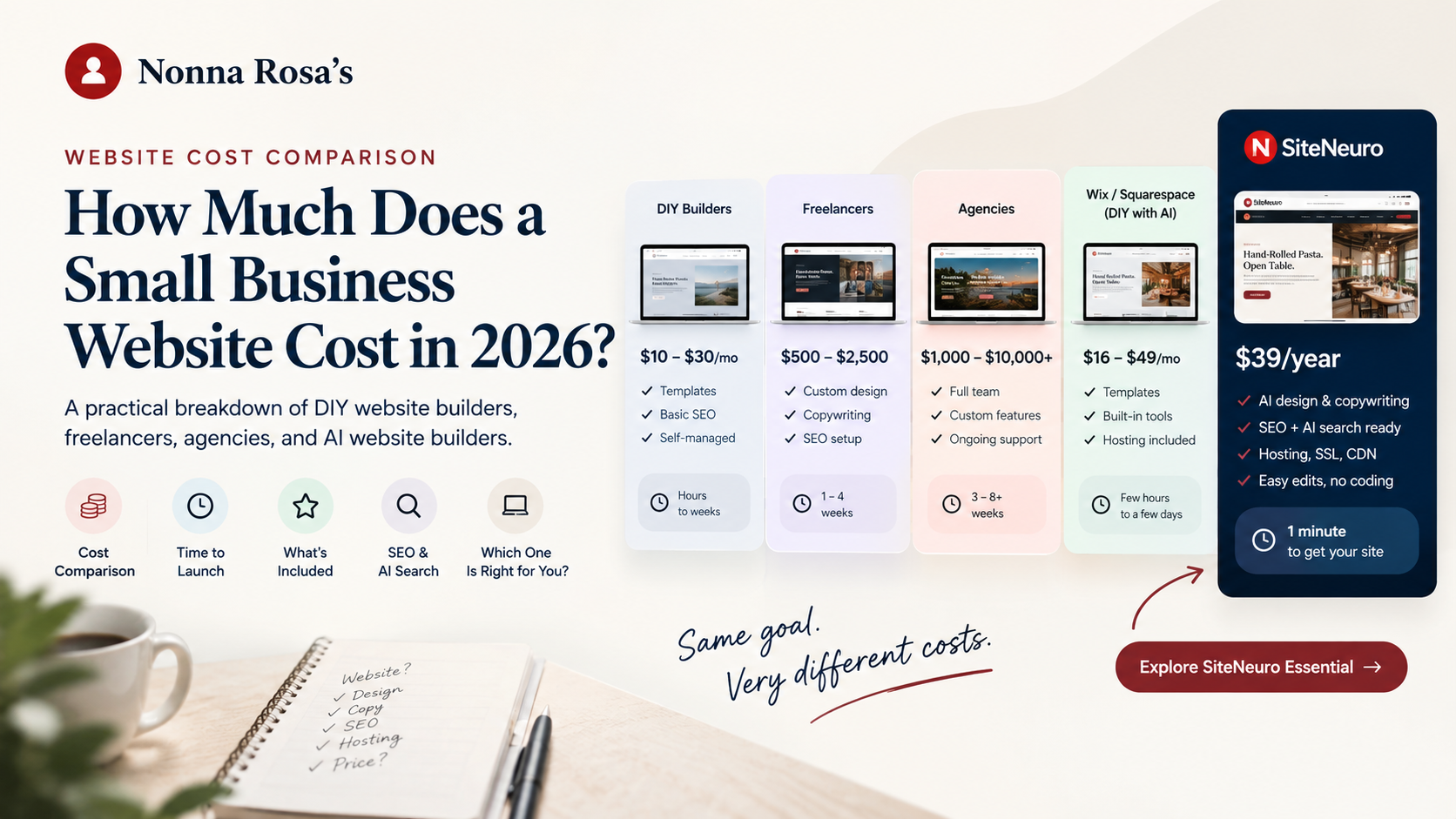 Small business website cost comparison