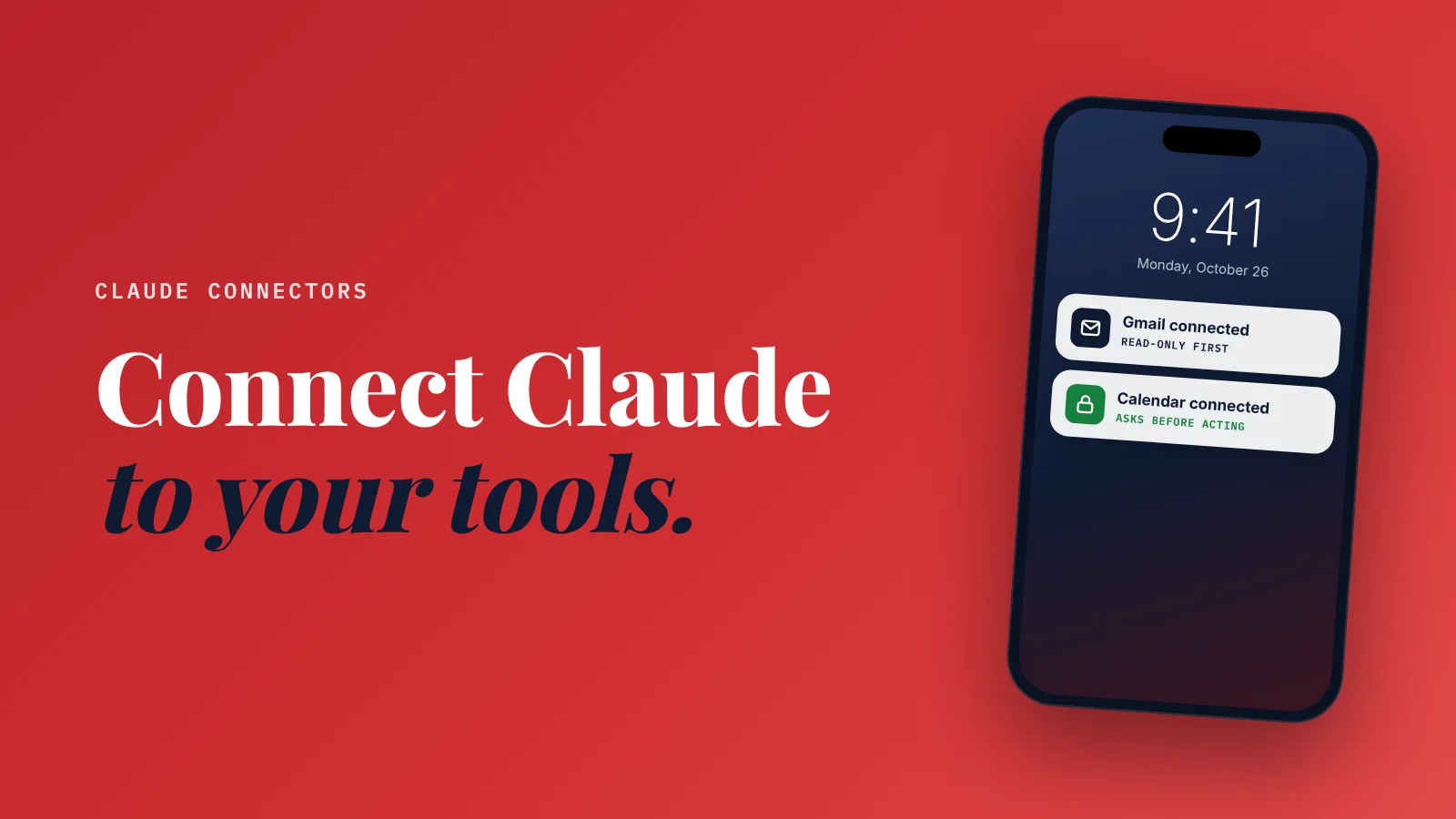Cover: Claude connectors. Connect Claude to your tools.