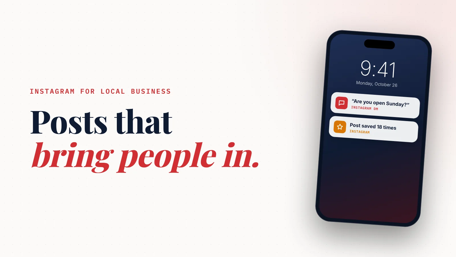 Cover: Instagram for local business. Posts that bring people in.