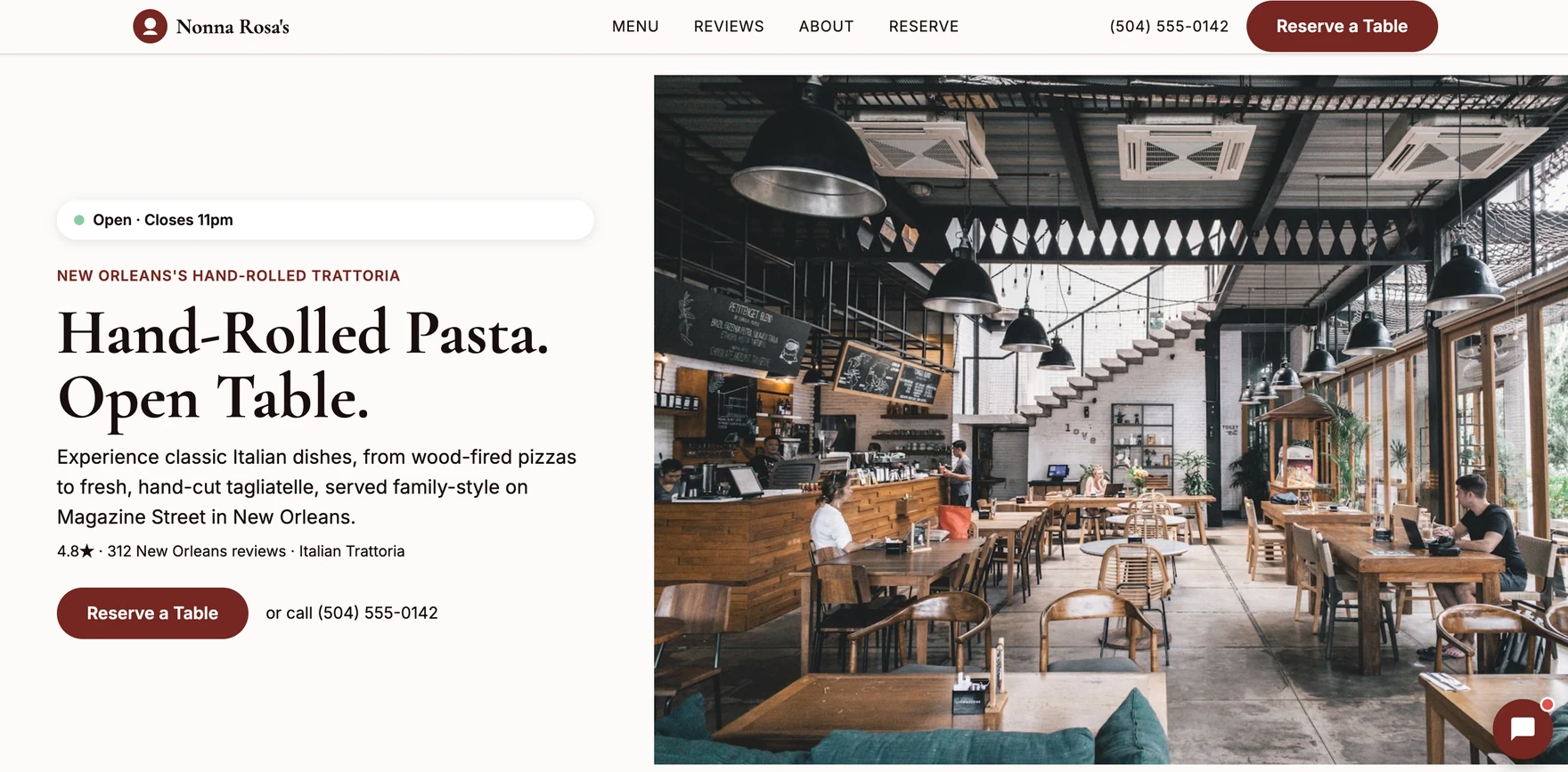 Nonna Rosa's Trattoria — a restaurant website built and hosted by Neuro, with real photos and reviews