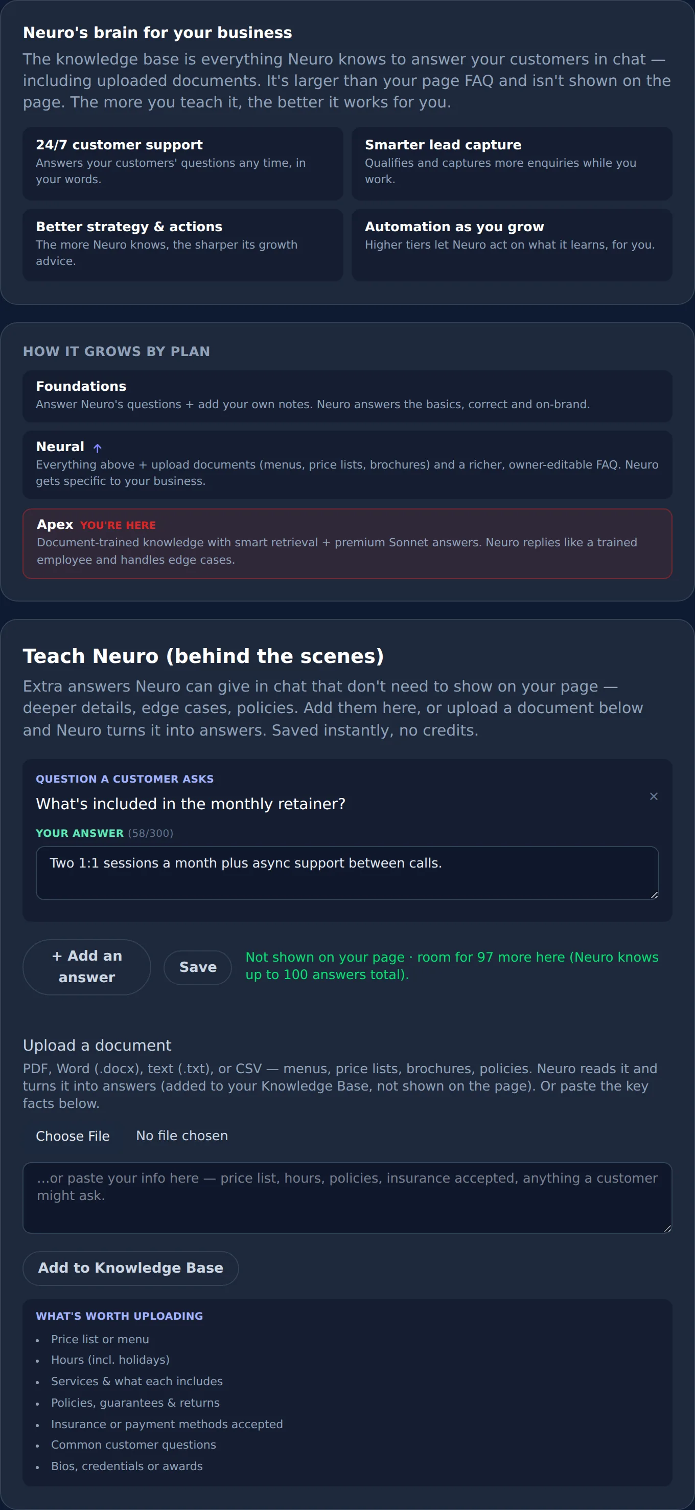 Knowledge Base entries