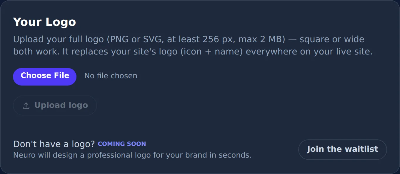 Your Logo upload card