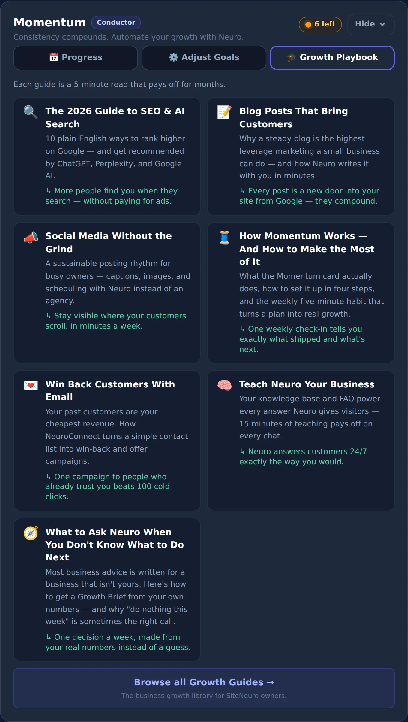Growth Playbook inside Momentum