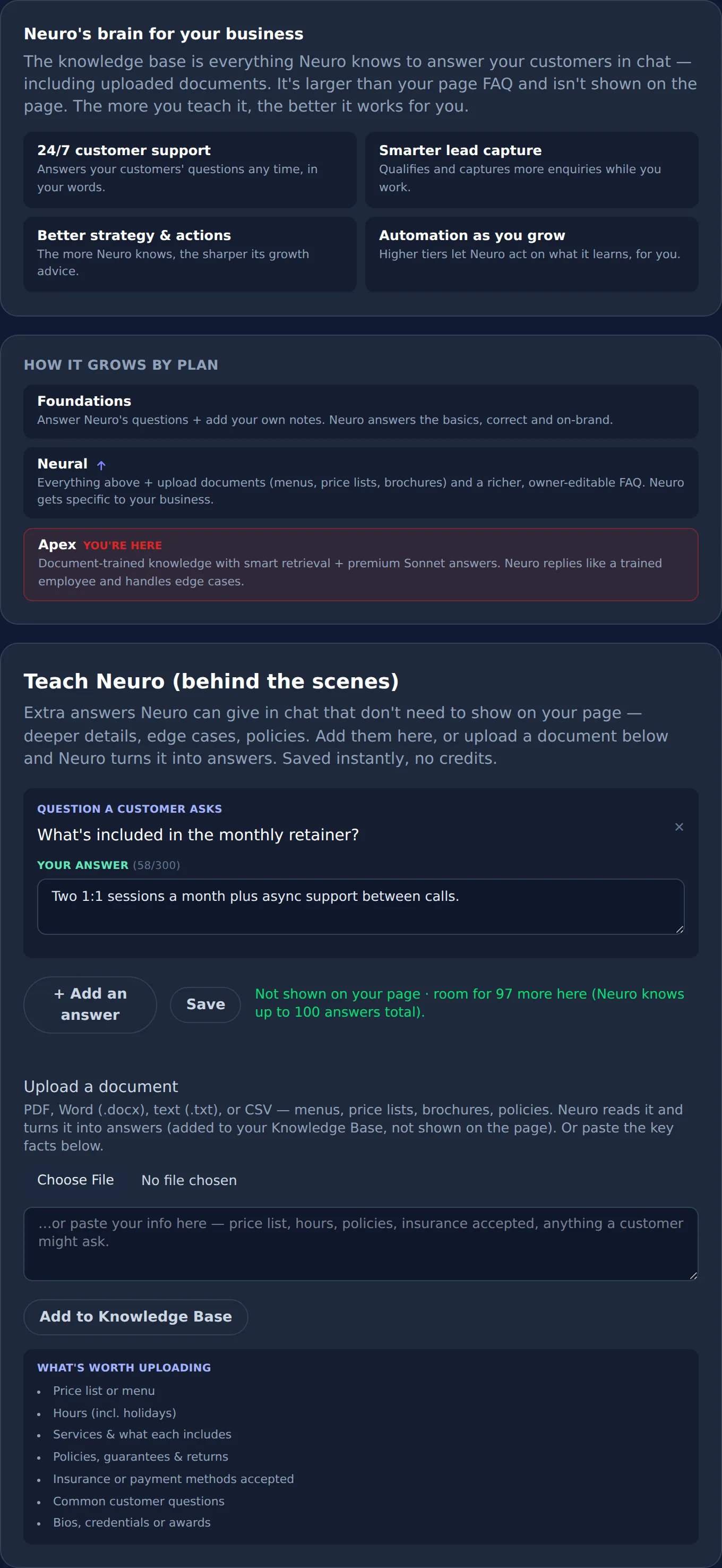 Knowledge Base entries