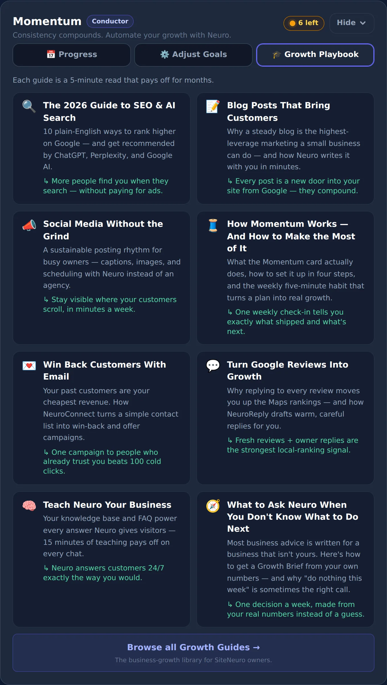 Growth Playbook inside Momentum