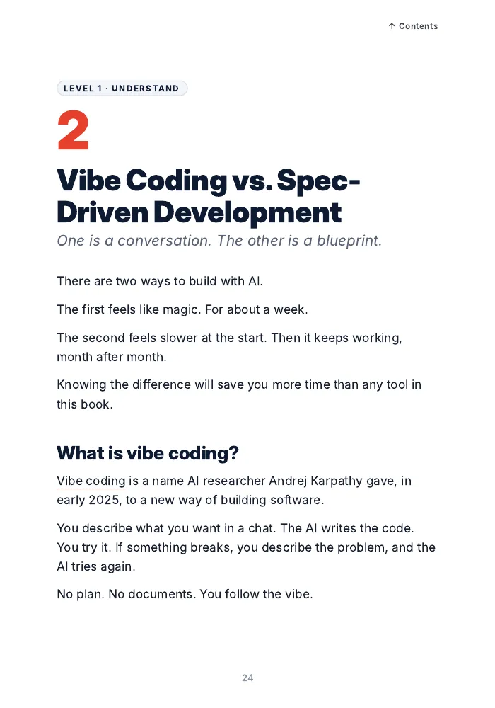 First page of Chapter 2: Vibe Coding vs. Spec-Driven Development