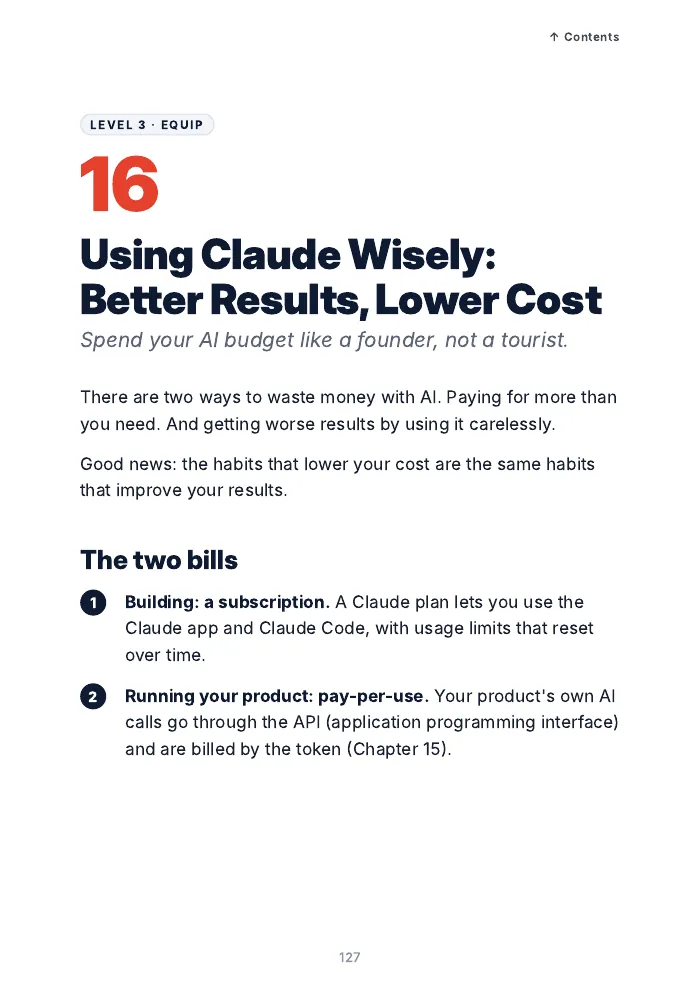 First page of Chapter 16: Using Claude Wisely: Better Results, Lower Cost