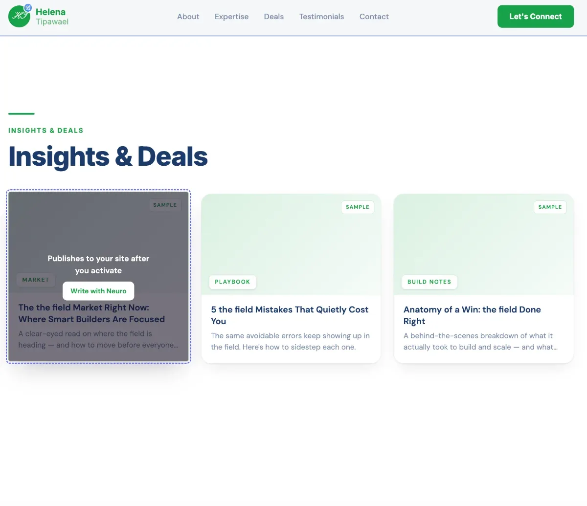 Editing your live site — click any section and change it on the spot