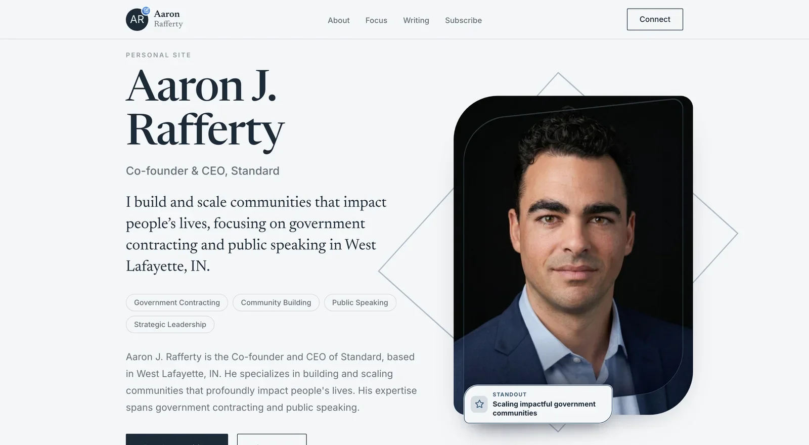 Chief executive personal website built by Neuro