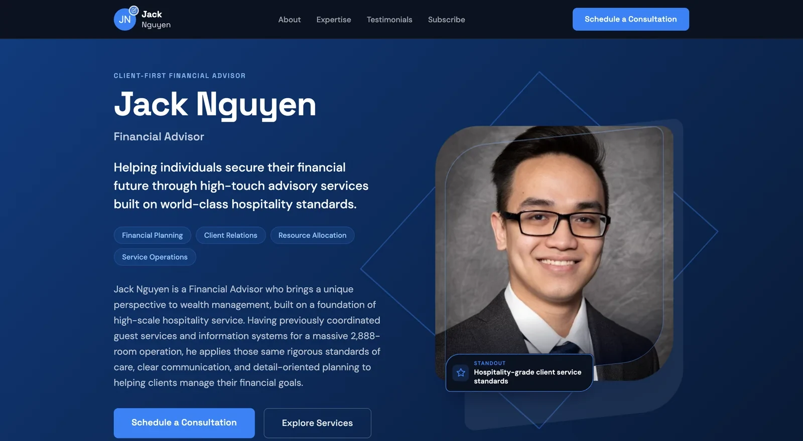 Financial adviser website built by Neuro