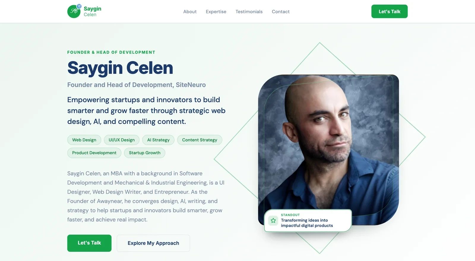 Founder personal website built by Neuro