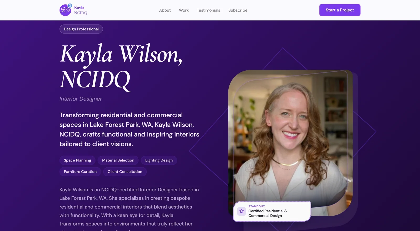 Interior designer website built by Neuro