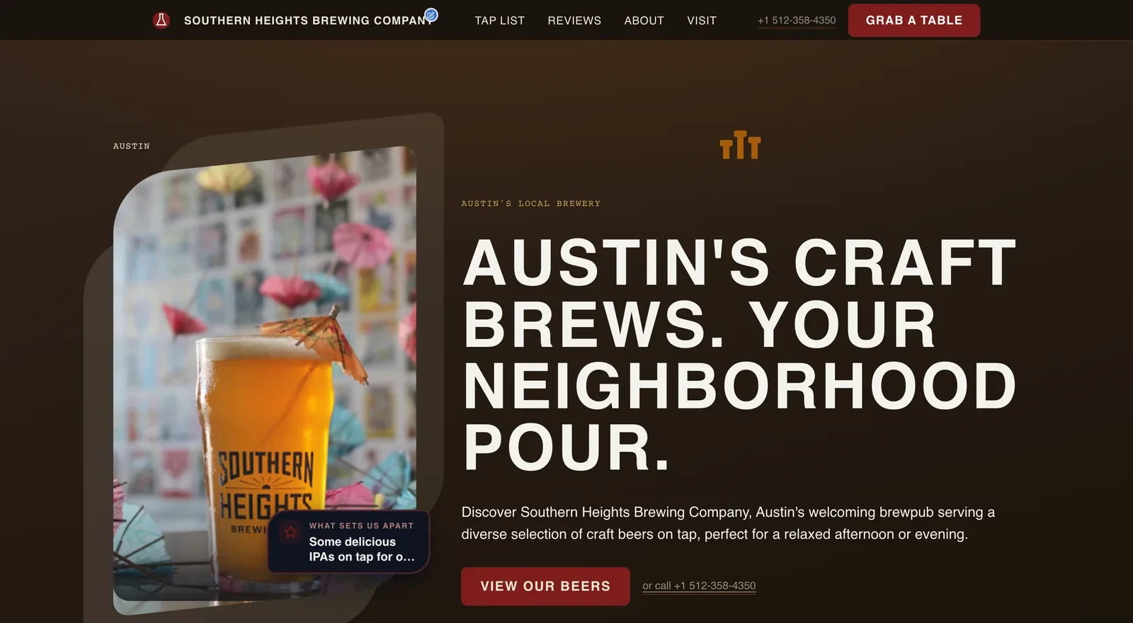 Craft brewery website built by Neuro