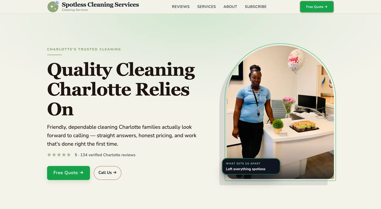 Cleaning service website built by Neuro