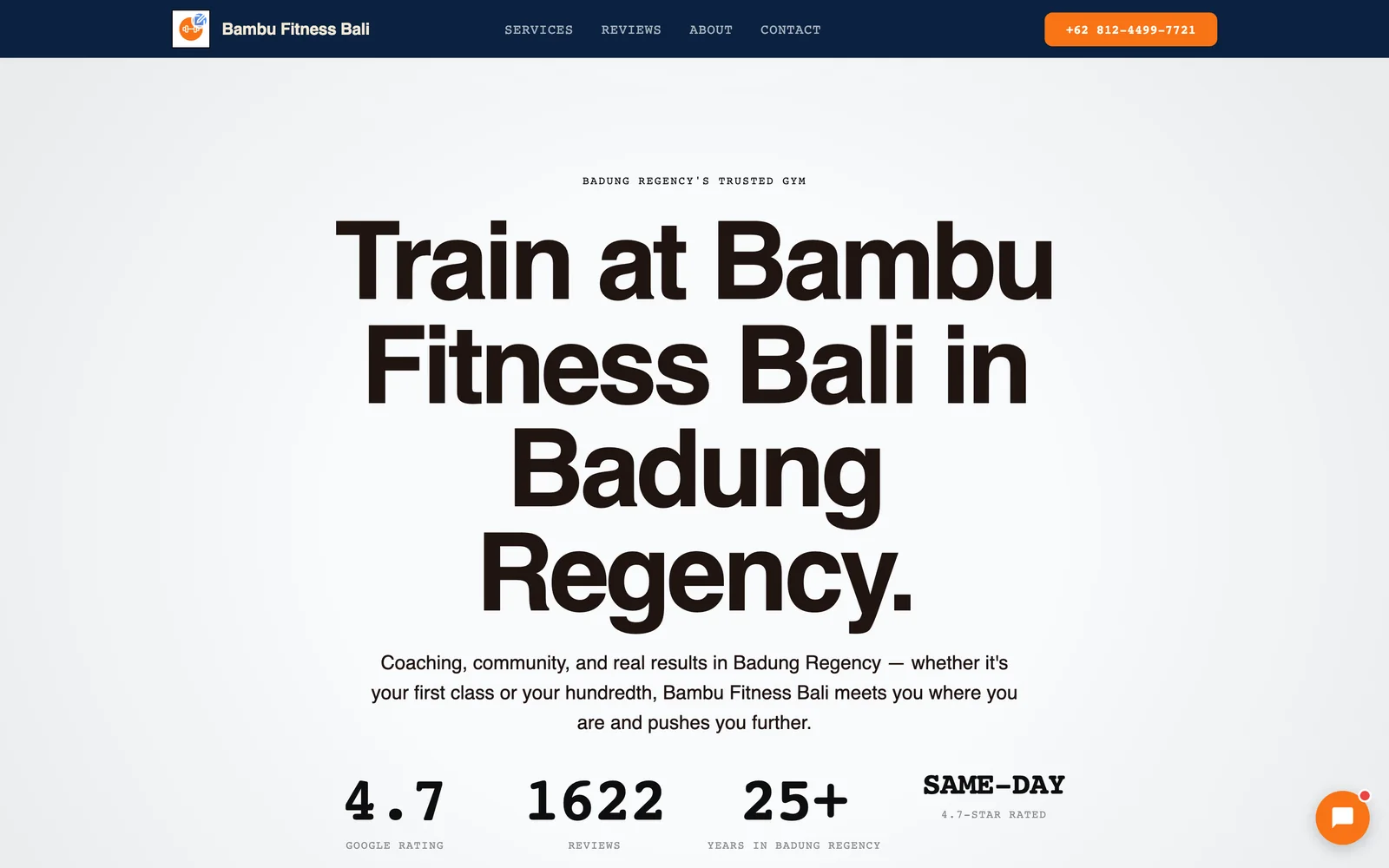 A clean, mobile-friendly local business website homepage with a clear service, location, and call-to-action above the fold