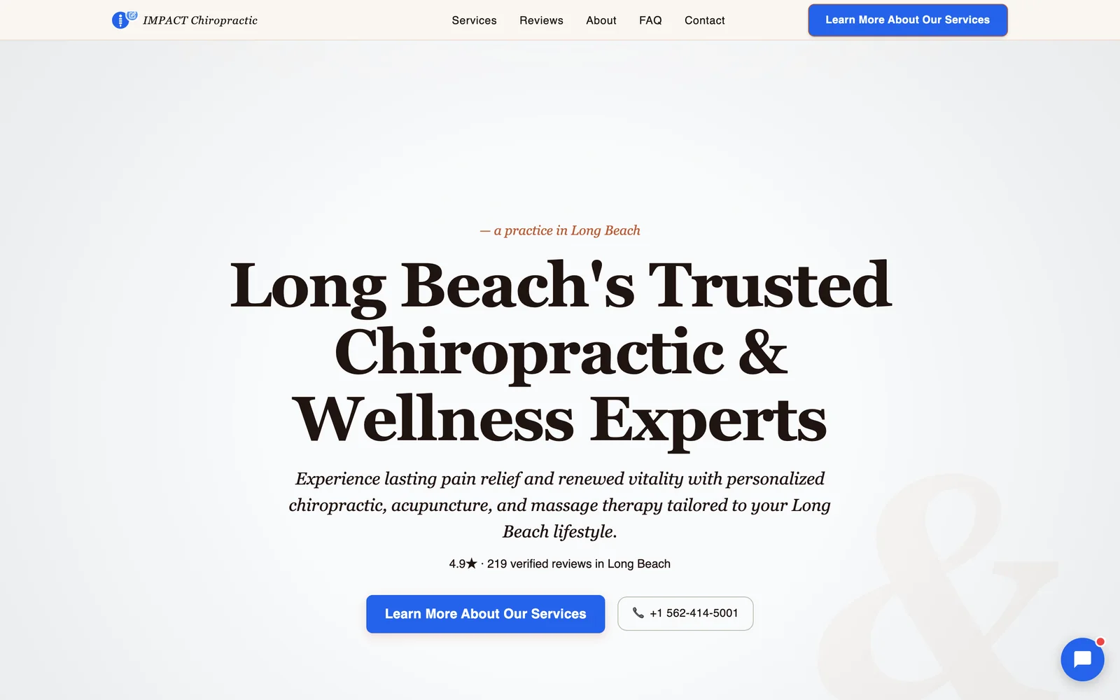A clean local-business homepage next to a Google Business Profile map listing, side by side