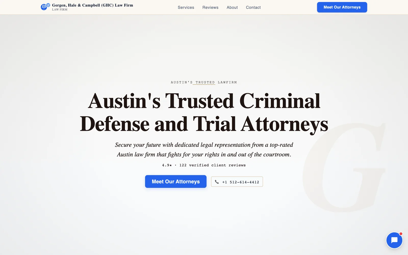 A law firm website built from the firm's real practice areas and attorneys, with a schedule-a-consultation button in the header