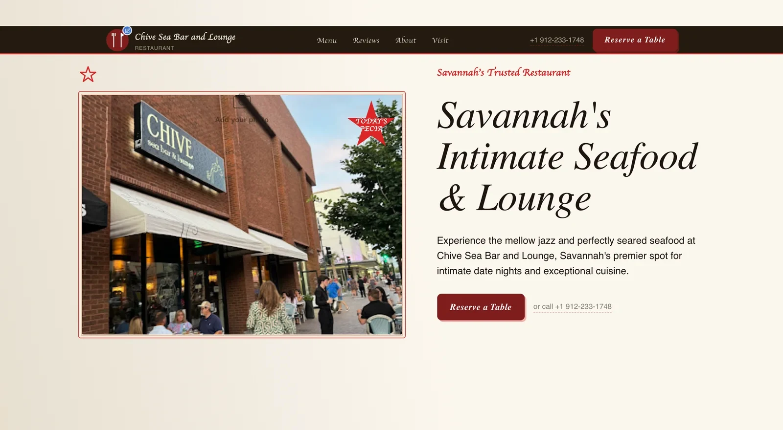 Restaurant website built by Neuro
